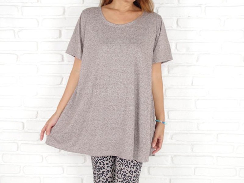 Simple A-line tunic <Gray Brown> - Women's Tops - Other Materials Brown