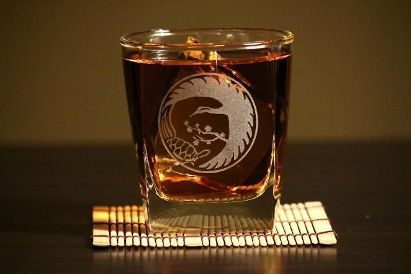 梅に鶴亀 ロックグラス - グラス・コップ - ガラス 