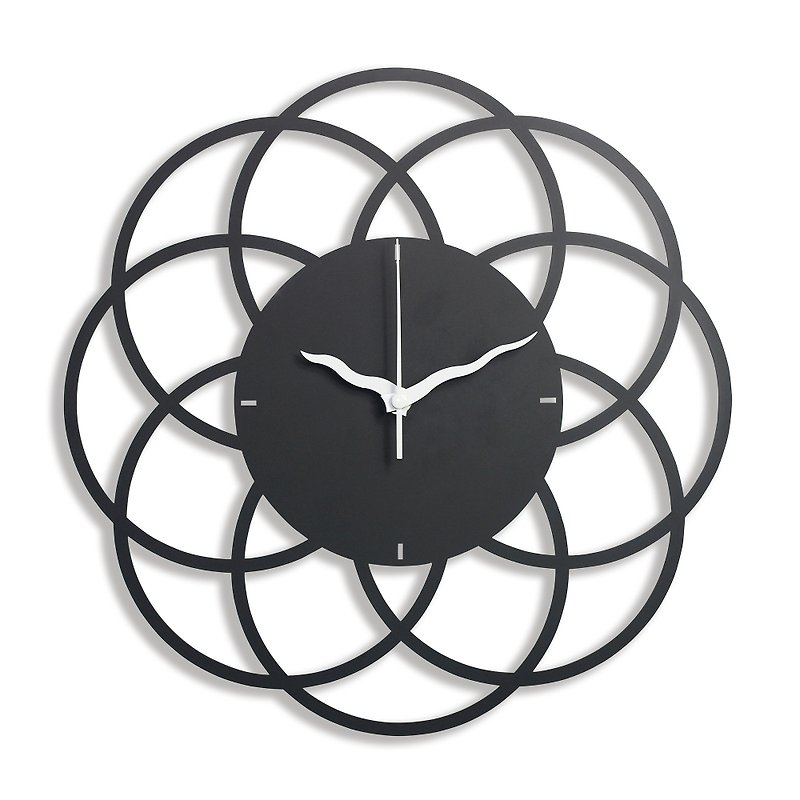 【OPUS Dongqi Metalworking】European Iron Art Camellia Clock-Blooming (Black)/Mute Wall Clock/Classic - นาฬิกา - โลหะ สีดำ