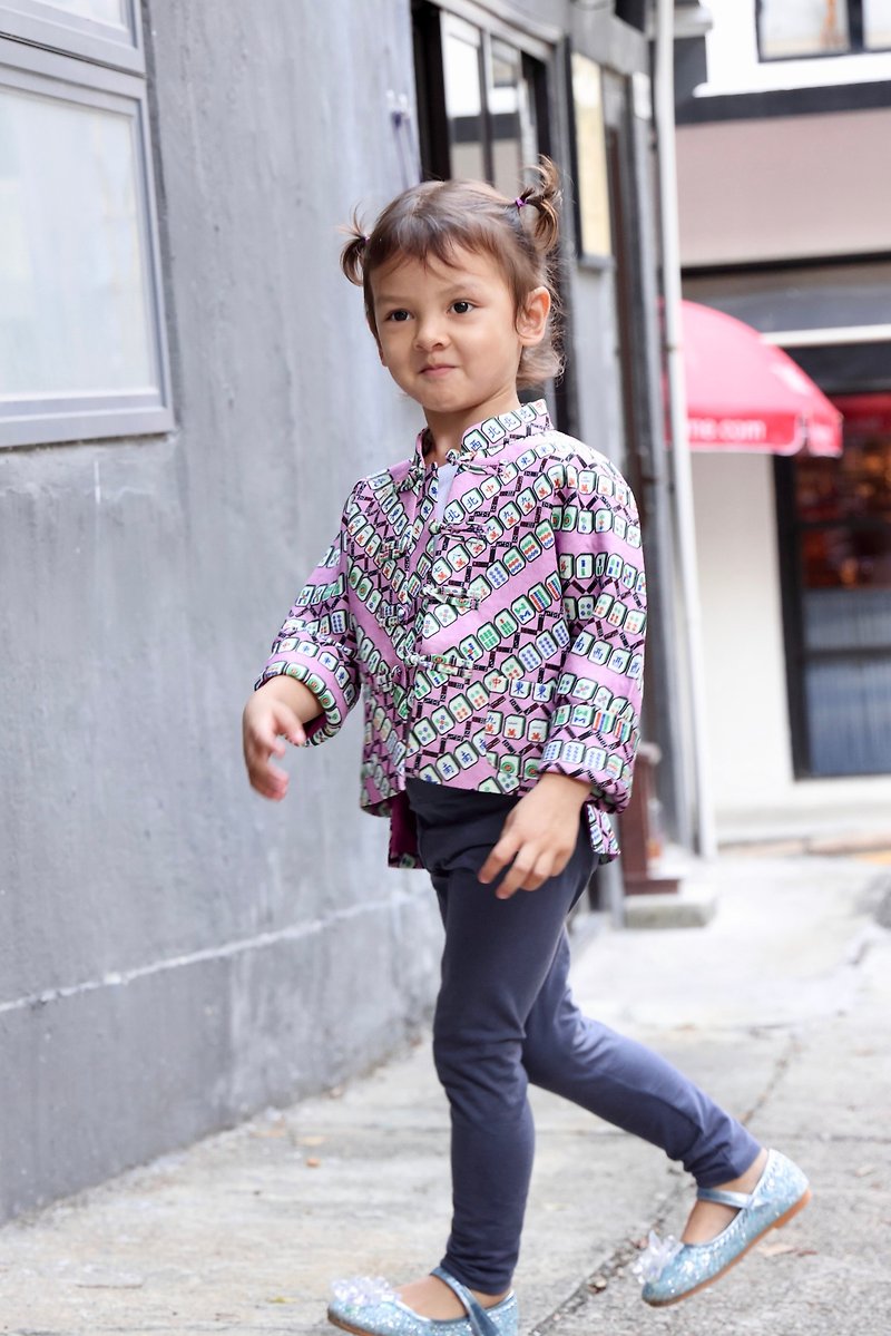 Yi-ming MARJO 兒童麻將東方外套 -紫色 - 童裝外套 - 棉．麻 