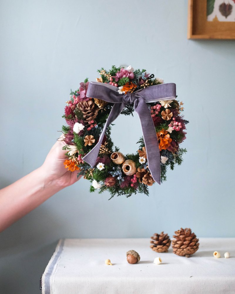 Everlasting cedar hand-tied Christmas wreath/forest berry style/color maintainable/exchange gifts/Christmas gift box - Dried Flowers & Bouquets - Plants & Flowers 