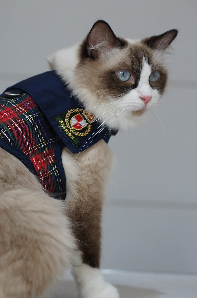 寵物胸背帶 胸背衣 貓狗適用 快速出貨 蘇格蘭徽章 - 寵物衣服 - 棉．麻 藍色