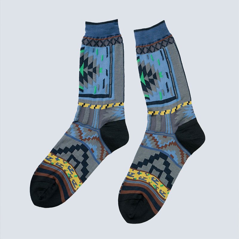 [26-28cm] Kilim patchwork / light gray - Socks - Cotton & Hemp Gray