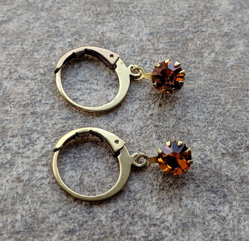 Amber Color Vintage Glass Earrings - Earrings & Clip-ons - Glass 