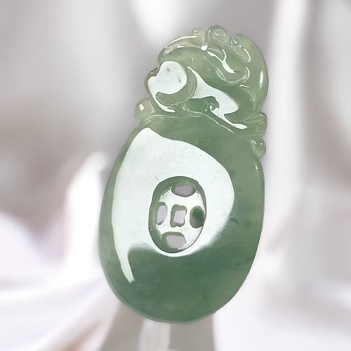 瓔珞珠寶盒 E.L.Jewelry Box 【福在眼前】冰綠飄花翡翠福貝項鍊 | 天然緬甸玉A貨翡翠 | 送禮