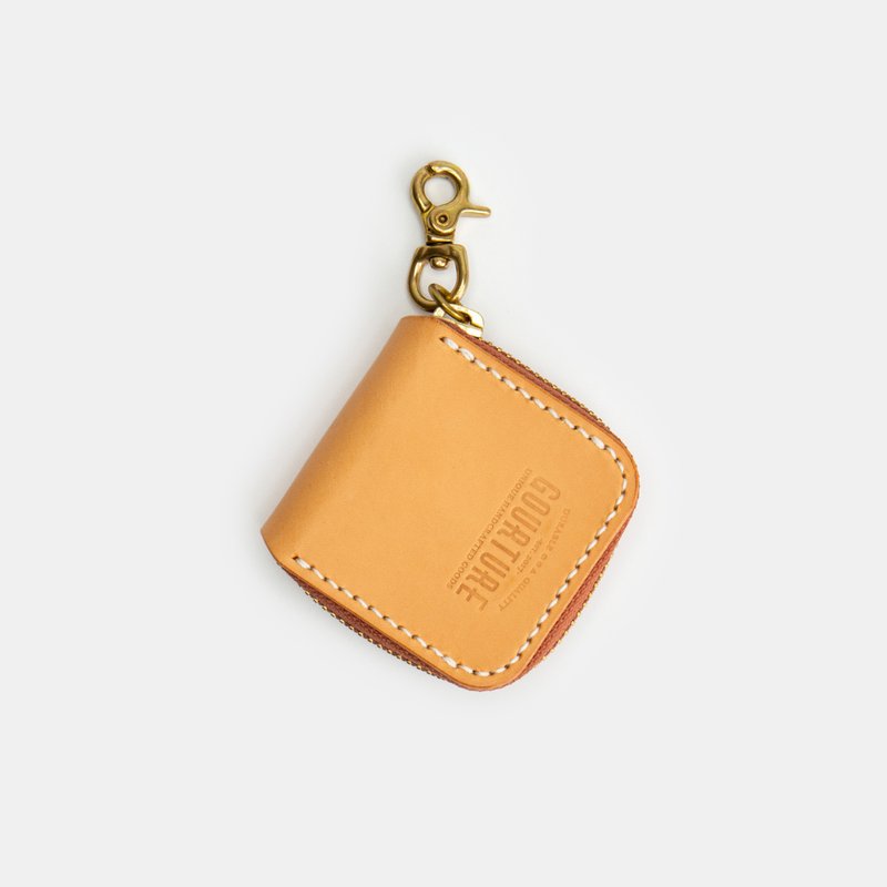 GOURTURE - MINI square zipper coin purse/mini square bag [natural color] - Coin Purses - Genuine Leather Khaki