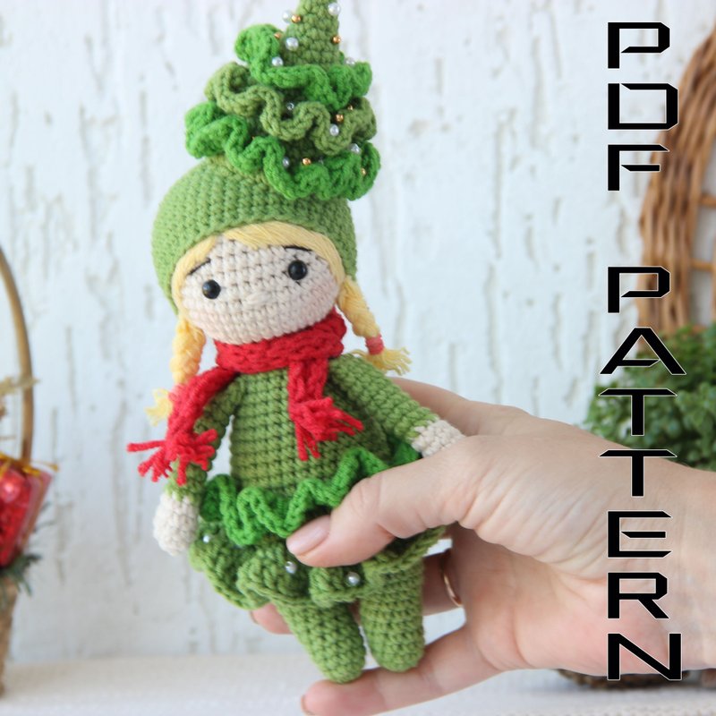 Christmas tree Christmas Gnome Elf PATTERN amigurumi pattern - เย็บปัก/ถักทอ/ใยขนแกะ - วัสดุอื่นๆ ขาว