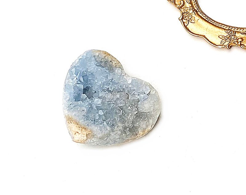 天然原礦小愛心天青石簇 藍水晶 家居 辦公室 療癒 擺件 - 其他 - 水晶 藍色