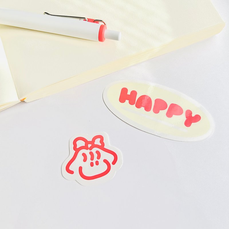 ステッカー2枚セット　HAPPY 女の子 - 貼紙 - 紙 