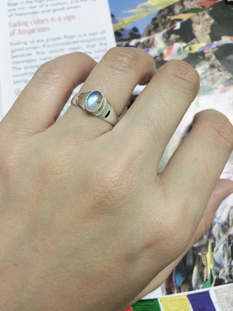月光控 月光石 戒指 小清新 尼泊爾 手工製 925純銀 - 戒指 - 半寶石 