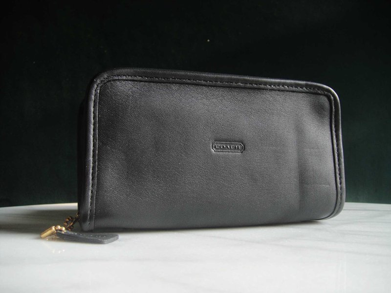 [Old Time OLD-TIME] Early second-hand old bag made in China COACH leather cosmetic bag - Toiletry Bags & Pouches - Other Materials Multicolor