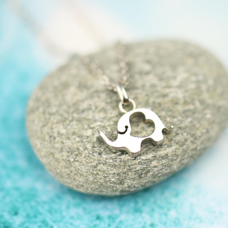 Love elephant necklace - Necklaces - Stainless Steel Silver