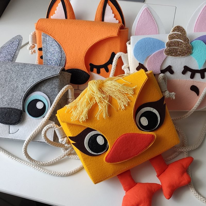 Adorable Animal-Shaped Textile Bags for Kids, children's bags made of felt - Backpacks & Bags - Other Materials Multicolor