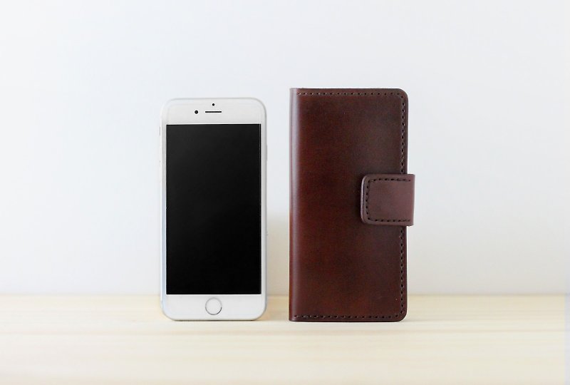 【LION's】Handmade Leather-- Apple iPhone 7 / iPhone 8  Phone Holster - เคส/ซองมือถือ - หนังแท้ สีนำ้ตาล