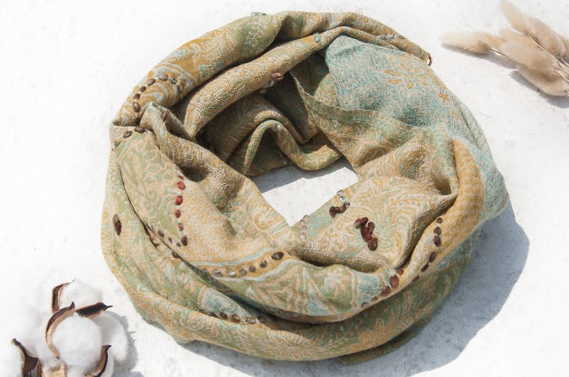 Boiled wool shawl/knitted scarf/embroidered scarf/cashmere shawl/Cashmere-flower - Knit Scarves & Wraps - Wool Multicolor