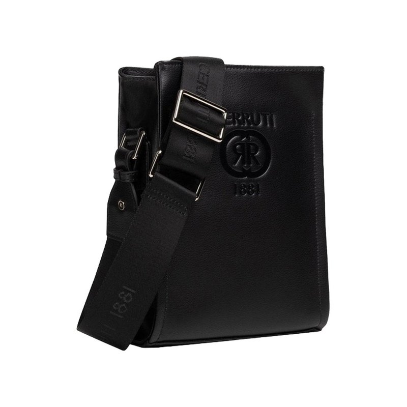 CERRUTI 1881 限量2折 義大利頂級小牛皮肩背包 全新專櫃展示品 - 側背包/斜孭袋 - 真皮 黑色