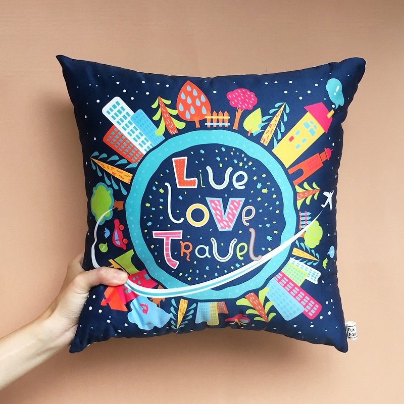 customize 16 Grid Travel Pillow Birthday Gift Recommend - หมอน - วัสดุอื่นๆ สีน้ำเงิน