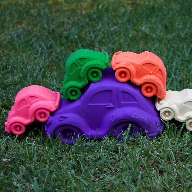 西班牙 Oli & Carol 摩登大金龜車-紫色 天然橡膠固齒器/洗澡玩具 - 嬰幼兒玩具/毛公仔 - 橡膠 白色