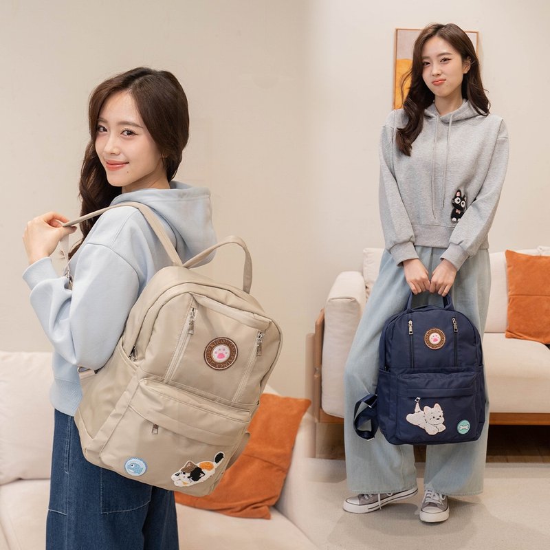 超大吐司包 高地白梗 小花貓 手提 後背包【330107】 - 後背包/背包/書包 - 防水材質 卡其色