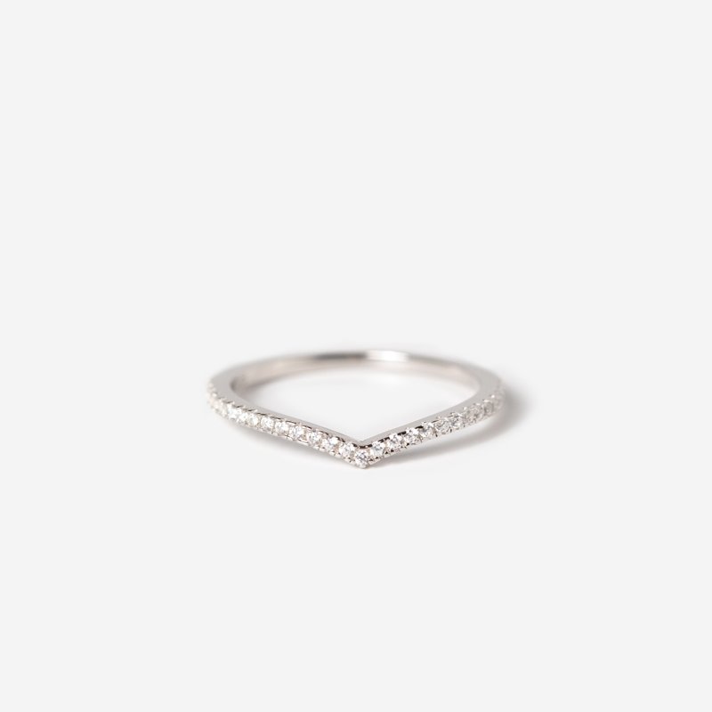 Detailed V-shaped row of diamonds sterling silver ring_very fine light jewelry | sterling silver. Rose Gold - General Rings - Sterling Silver 