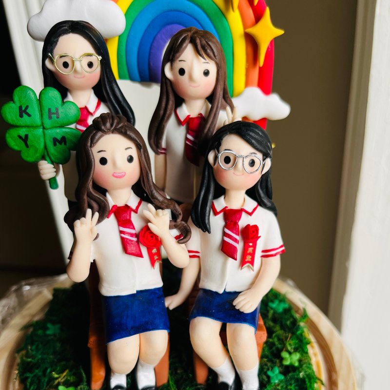 【客製-四/五人】友誼紀念、全家福 - 似顏繪/客製畫 - 黏土 多色