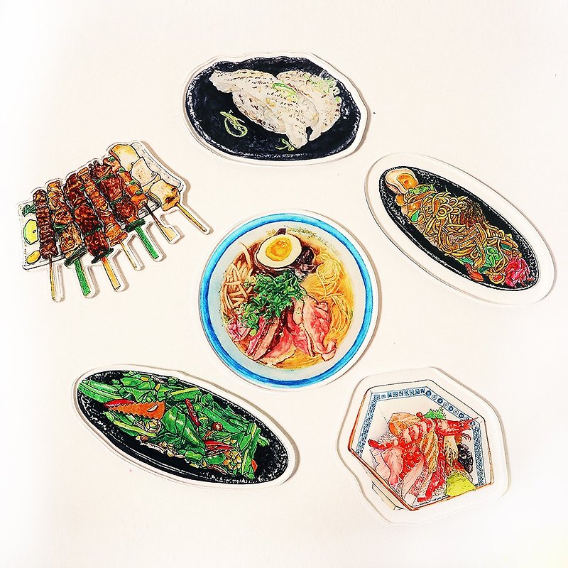 【日式料理系列】手繪美食壓克力磁鐵/冰箱貼/強力磁鐵 - 磁石貼/磁鐵 - 塑膠 黑色