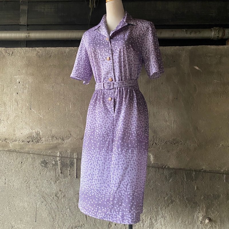 --Guangshi Vintage--Purple small picture pretending to have elastic waist - เสื้อเชิ้ตผู้ชาย - วัสดุอื่นๆ สีม่วง