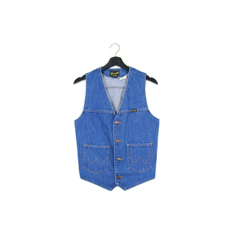 Back to Green :: Tannin Vest Wrangler Blue Columbia // Men and women can wear // vintage denim vest - Men's Tank Tops & Vests - Cotton & Hemp 