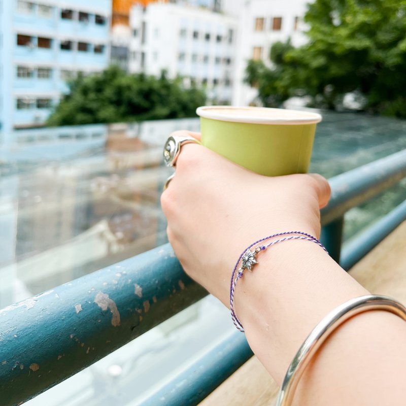 [Purple Star] Classic purple and white two-color braided bracelet, retro style Wax rope braided - สร้อยข้อมือ - ขี้ผึ้ง สีม่วง