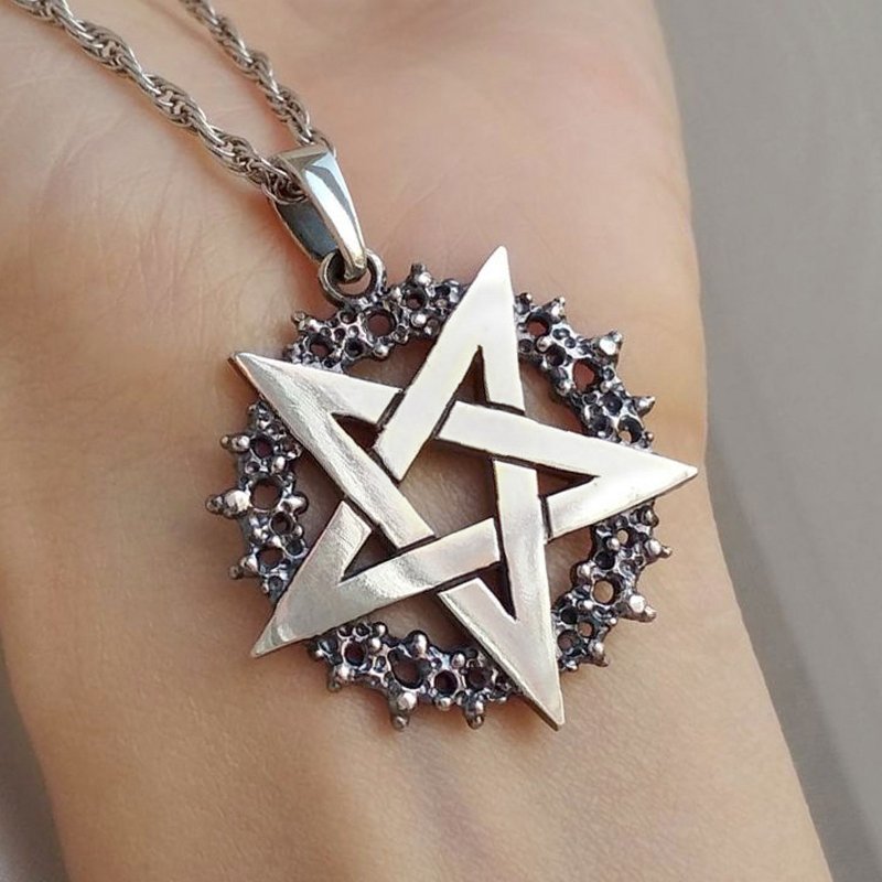 Pentagram Pendant.Wiccan Pendant.Wiccan Jewelry.Pentacle Pendant.Witch Pendant. - 項鍊 - 純銀 銀色
