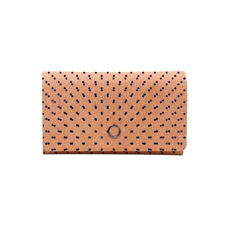 Business card-holder  Up to 60 cards【Brown x Black Dot Pattern】 - Other - Genuine Leather Khaki