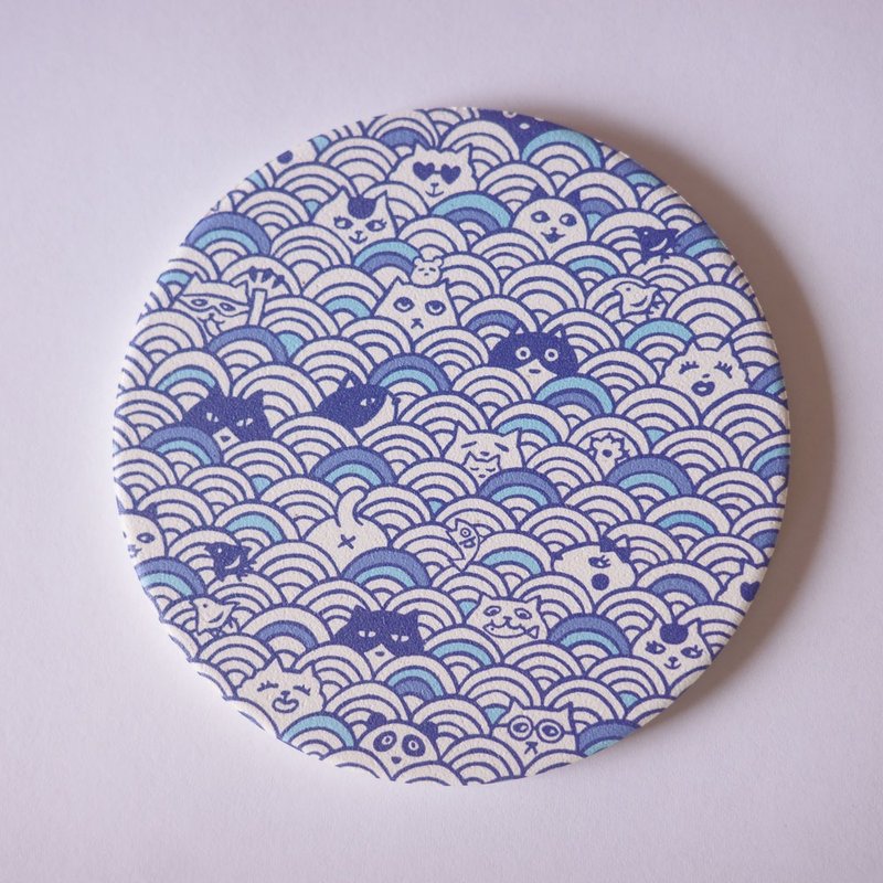 ai sayama Mino roasted guamaru earth absorbent coaster Qinghai wave - ที่รองแก้ว - วัสดุอื่นๆ สีน้ำเงิน