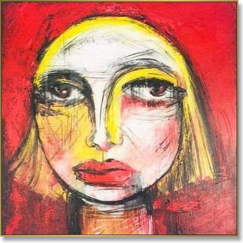 Figurative Art Original Woman Face Painting Art Deco Art Nouveau Figurative Art - 壁貼/牆壁裝飾 - 壓克力 多色
