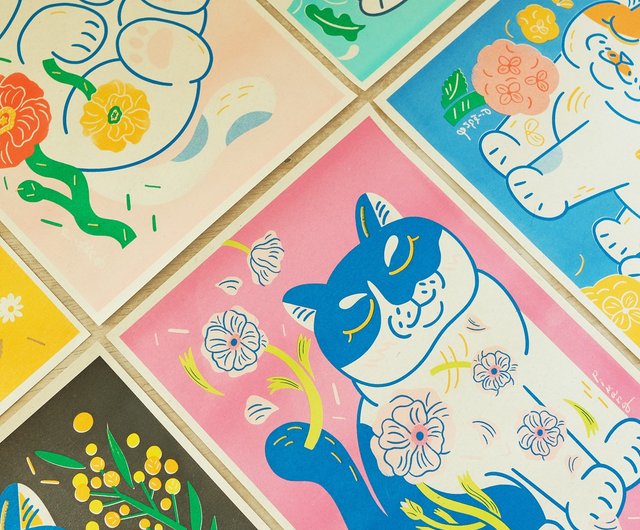 蝶々を見つめる可愛い子猫 ヴィンテージ ステンドグラス お花畑 絵画 美術館 コスモス咲いた」 by 水落恵美子｜Artmeter｜暮らしを彩るアートが