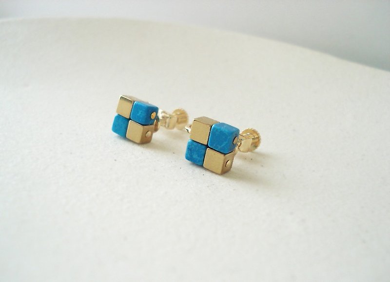 Blue magnesite turquoise and hematite, clip on earrings - Earrings & Clip-ons - Stone Blue