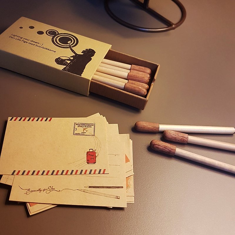 The Matchbox of Lighting Dreams【The Little Match Girl】stationery/decoration - Other Writing Utensils - Wood Khaki