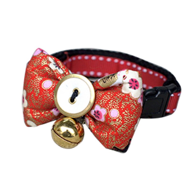 Pet dog collar festive lucky cat bow tie S ~ L - Collars & Leashes - Cotton & Hemp 