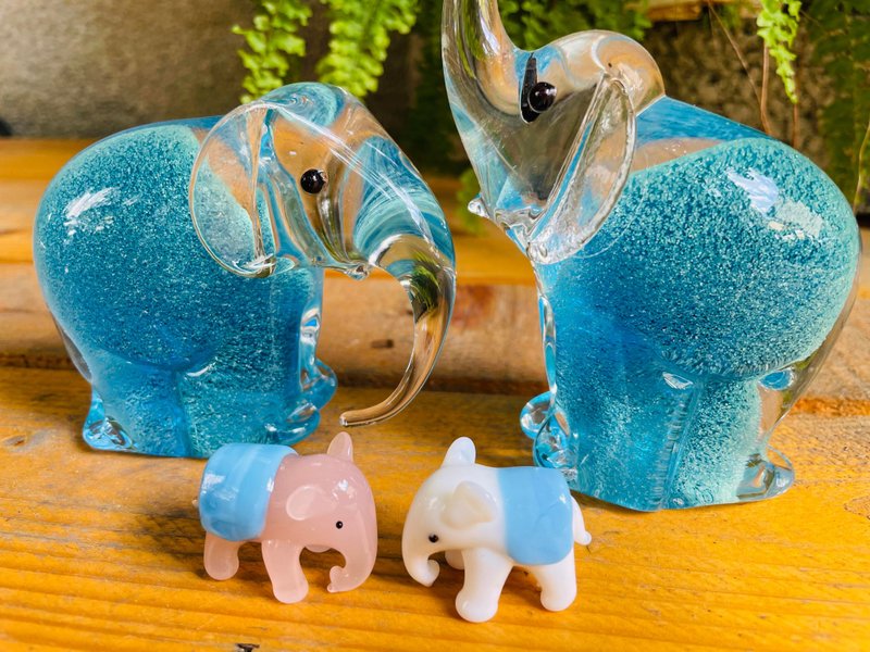 水晶玻璃 夜光 大象 吉祥 全家福 - 擺飾/家飾品 - 玻璃 