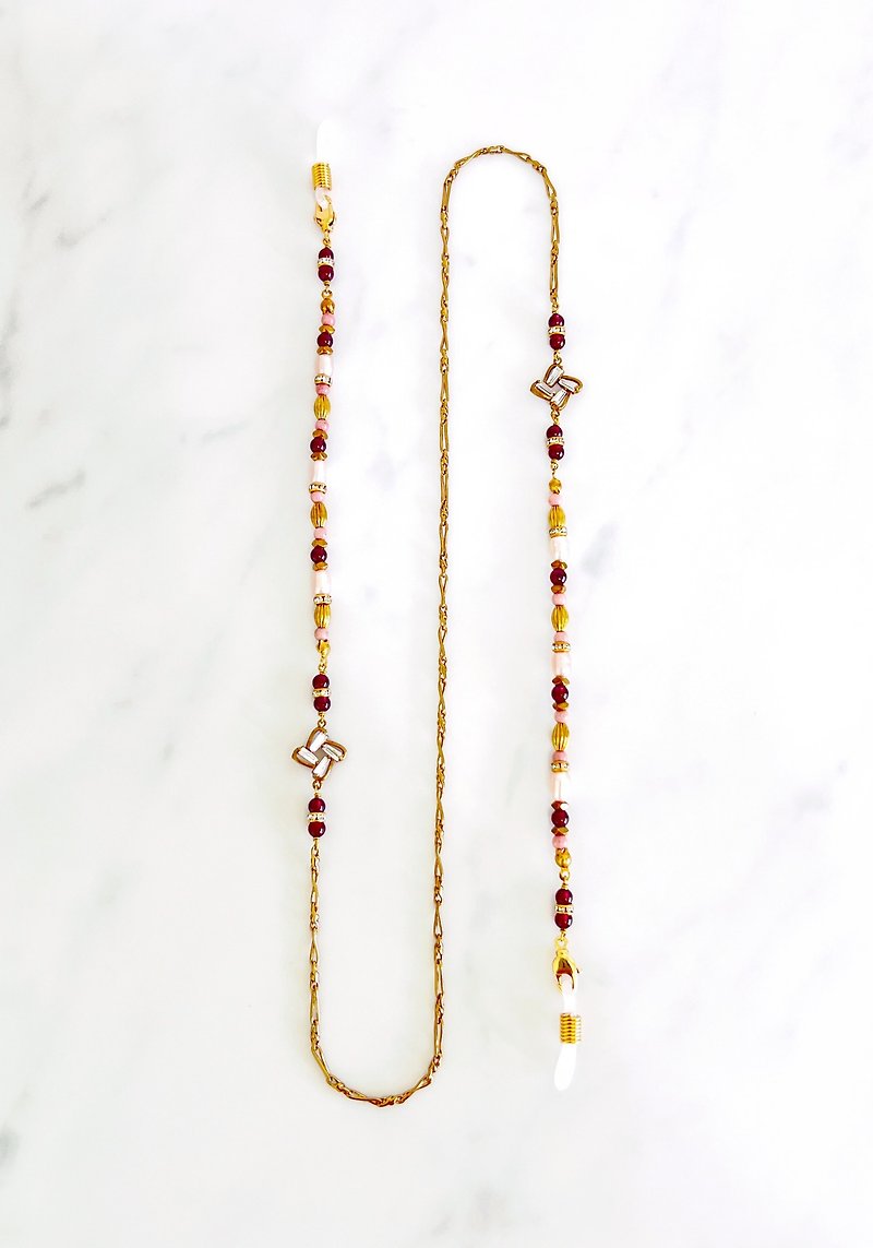 Minertés+Pink Elegance‧Glasses Chain/Mask Chain+ - Necklaces - Semi-Precious Stones Multicolor