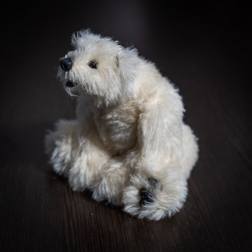 Tasha's craft Teddy Bear - Stuffed Animal - Realistic Mohair Polar Teddy Bear Bernard