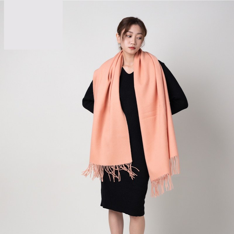 Honey powder | Thick woven series pure wool scarf - Scarves - Wool Pink