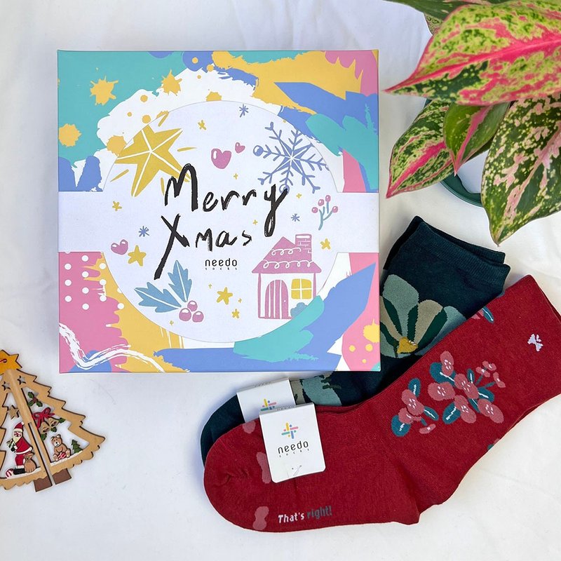 [Christmas Gift Box] Comfortable socks gift box for left and right feet / 6 pieces / 10 pieces to choose from - ถุงเท้า - ผ้าฝ้าย/ผ้าลินิน หลากหลายสี