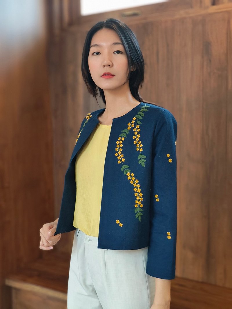 Embroidery Blazer - Women's Blazers & Trench Coats - Cotton & Hemp 