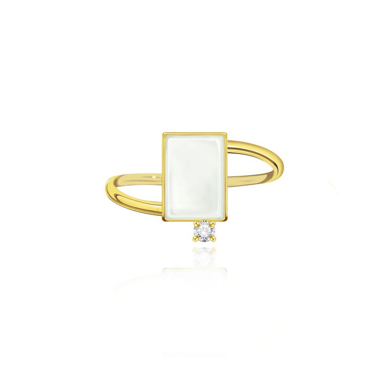 Natural Jade Rectangular Future Diamond Interlaced Ring - General Rings - Jade Gold