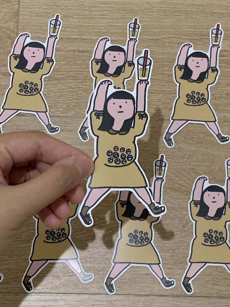 Sticker Bubble milk tea girl - Stickers - Paper Brown