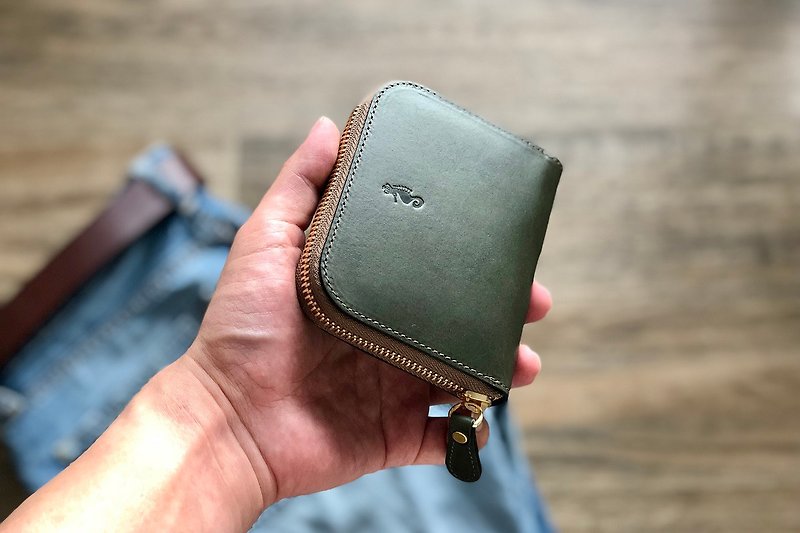 【Takumicsタクミクス】Zipper Wallet  Italian Vegetable Tanned Leather - Wallets - Genuine Leather Green