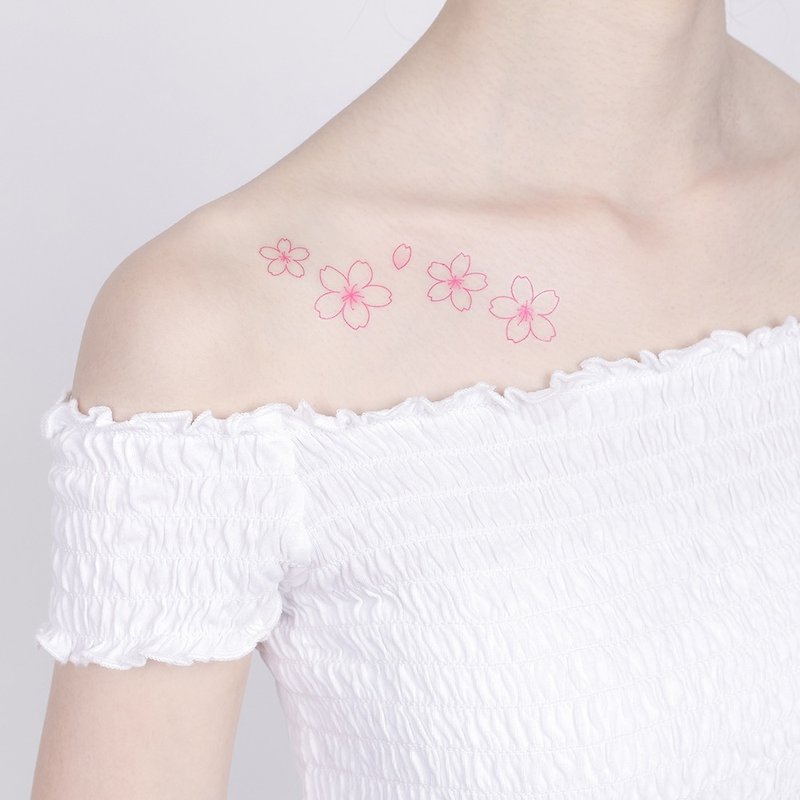 Surprise Tattoos / Cherry Blossoms Temporary Tattoo - สติ๊กเกอร์แทททู - กระดาษ สึชมพู