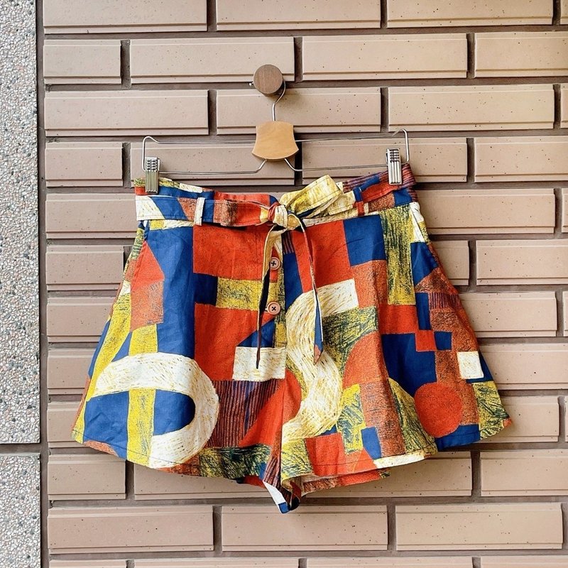 Yoshimoto Color Pencil Orange-Strap Shorts Skirt for Adults - Women's Shorts - Cotton & Hemp Multicolor