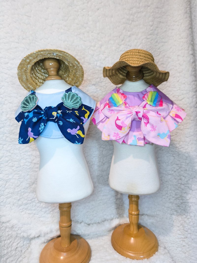 Summer Aloha  bikini 2 in 1 造型頸飾 寵物 貓犬 狗狗 頸 - 寵物衣服 - 棉．麻 藍色