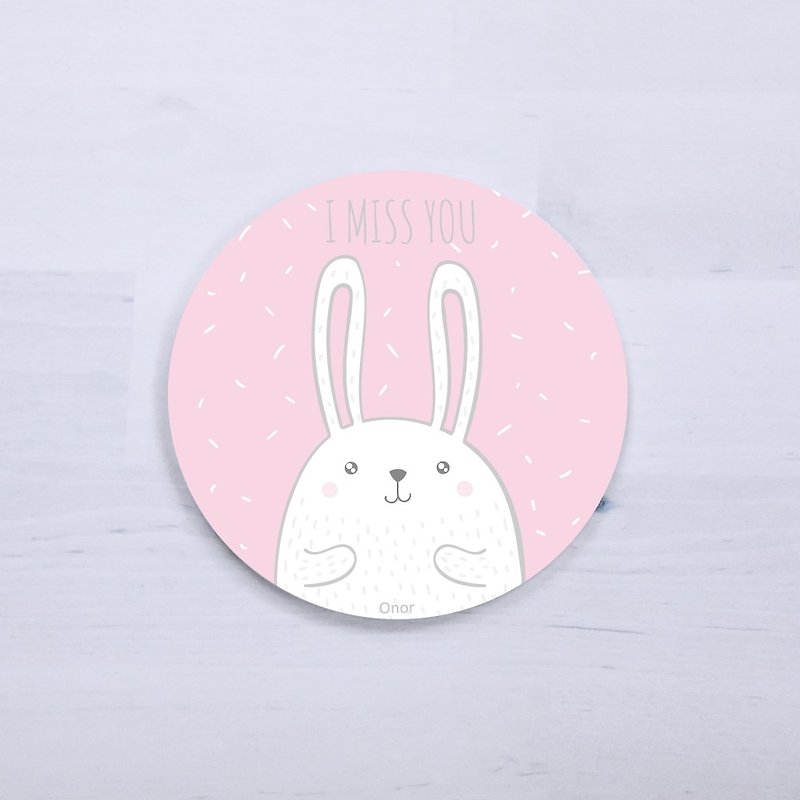 [MISS YOU Rabbit] absorbent coaster - Coasters - Pottery Multicolor